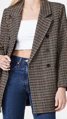 ASTR the Label Autumn Blazer in Brown/Green Plaid ~ womens longline checked jackets - flipped
