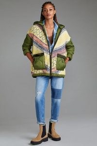 Pilcro Knit Quilted Coat / womens part knitted sports inspired coats / women’s sportswear style jackets