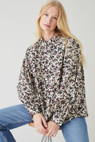 Second Female Annie Shirt / women’s floral print voluminous sleeve shirts - flipped