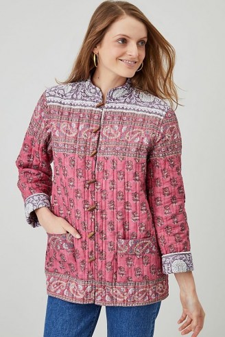 Dilli Grey Komal Jacket / quilted organic cotton floral and paisley print jackets - flipped