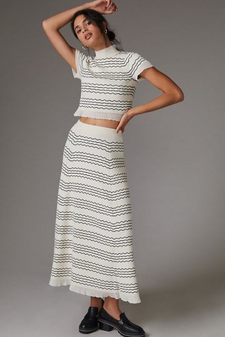 Maeve Knit Skirt Set Ivory – chic fashion sets – stylish skirts and tops clothing co ords - flipped