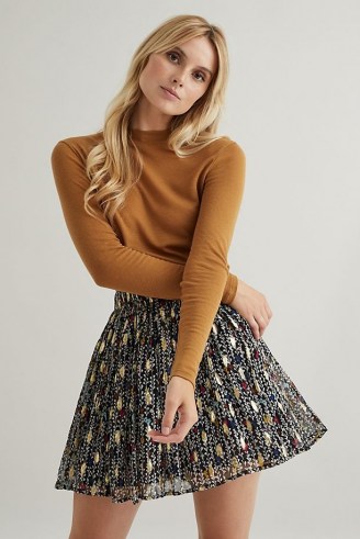 Fabienne Chapot Swoosie Skirt Black – floaty flared mini skirts – metallic details