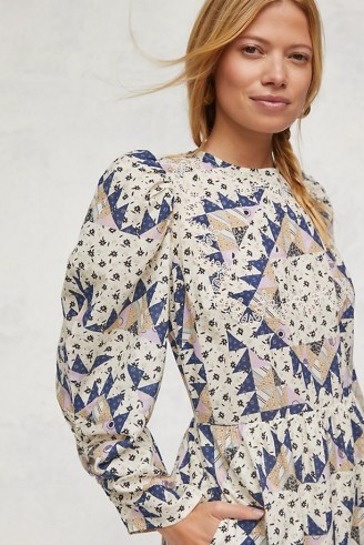 Othilia Patchwork Maxi Dress – cotton puff sleeve mixed print dresses - flipped