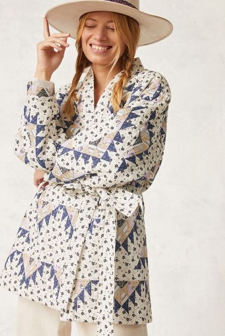 Othilia Quilted Kimono Jacket – feminine patchwork tie waist jackets
