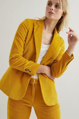 Fabienne Chapot Elodie Blazer in Maize – womens yellow cord blazers – women’s single breasted corduroy jackets