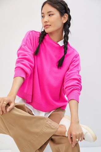 Anthropologie Alani Cashmere Mock Neck Jumper in Medium Pink | bright pullovers