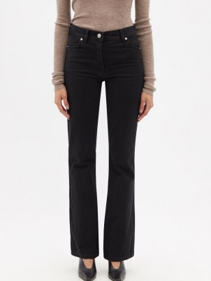 RAEY Angel black high-rise bootcut jeans | womens casual organic-cotton denim fashion - flipped