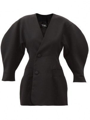 ELZINGA Balloon-sleeve twill blazer mini dress | volume sleeve LBD | little black dresses - flipped