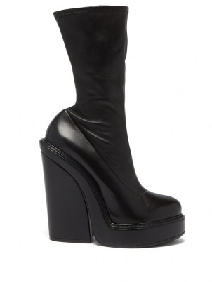 GIVENCHY Block-heel black leather ankle boots ~ chunky retro platforms ~ womens 70s vintage style footwear - flipped