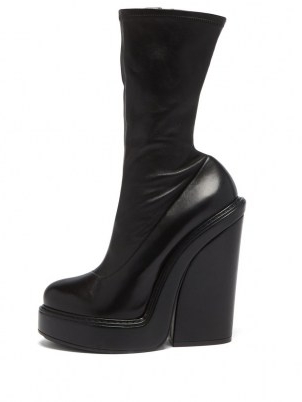GIVENCHY Block-heel black leather ankle boots ~ chunky retro platforms ~ womens 70s vintage style footwear