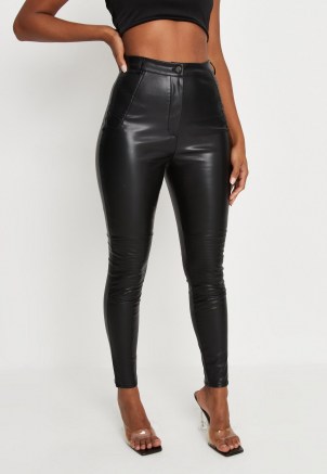 MISSGUIDED black faux leather slim leg biker trousers – glamorous skinnies - flipped