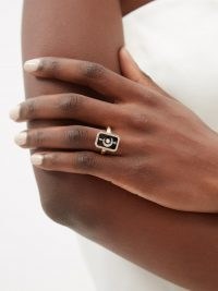 HARRIS REED X MISSOMA Moon diamond, pearl & 14kt recycled gold ring – celestial inspired rings – womens fine jewellery