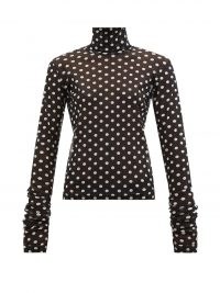NOIR KEI NINOMIYA Black high-neck polka-dot tulle top / womens chic spot print tops