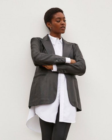 River Island Black RI Studio Leather Blazer – womens tailored blazers – women’s fashionable jackets - flipped