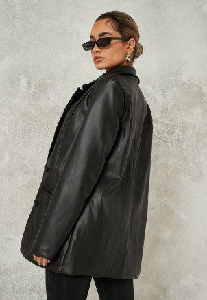 MISSGUIDED black soft faux leather oversized blazer – on-trend relaxed fit blazers