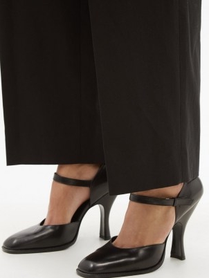 THE ROW Square-toe black leather Mary Jane pumps / chic Mary Janes / womens vintage style shoes