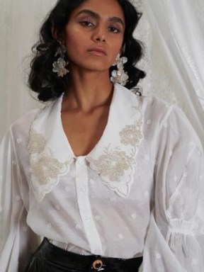 sister jane DREAM GRANDMA’S HOUSE Heirloom Organza Blouse – vintage style oversized collar blouses – romantic fashion - flipped