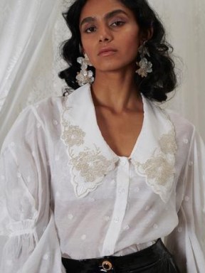 sister jane DREAM GRANDMA’S HOUSE Heirloom Organza Blouse – vintage style oversized collar blouses – romantic fashion