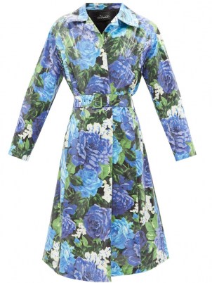 RICHARD QUINN Roxy blue floral-print PVC & cotton trench coat - flipped