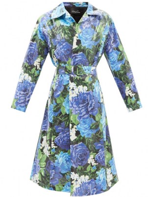 RICHARD QUINN Roxy blue floral-print PVC & cotton trench coat