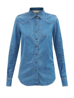 SAINT LAURENT Panelled-yoke denim shirt | womens blue Western style shirts - flipped