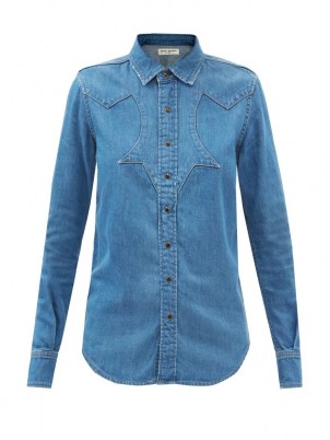 SAINT LAURENT Panelled-yoke denim shirt | womens blue Western style shirts