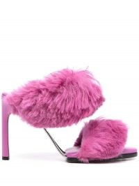 Bottega Veneta faux-fur strap open-toe sandals ~ glamorous fluffy high heel mules