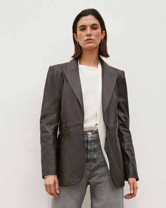 RIVER ISLAND Brown RI Studio Leather Blazer ~ womens tailored fit blazers ~ women’s luxe style jackets