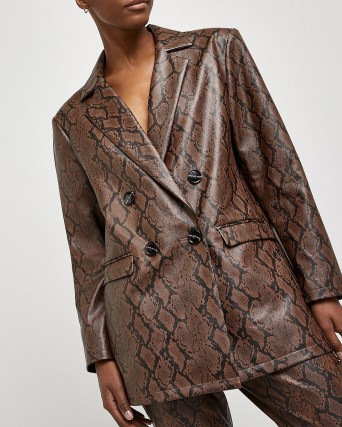 RIVER ISLAND Brown snake print oversized blazer ~ printed blazers ~ glamorous jackets