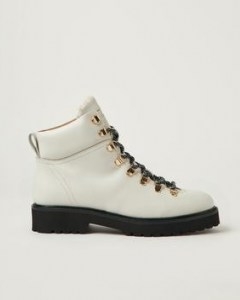 JIGSAW Burnham Leather Lace Up Boot in Cream