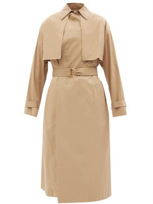 ANOTHER TOMORROW Organic cotton-blend trench coat | womens beige belted autumn coats - flipped
