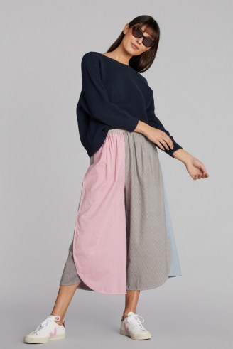 gorman CLIPPED CHAMBRAY SKORT | womens lightweight denim fashion | longline colour block skorts | women’s organic cotton fashion - flipped