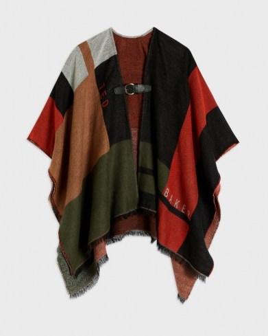 SUFIAH Colour Block Poncho ~ womens multicoloured ponchos ~ women’s autumn outerwear