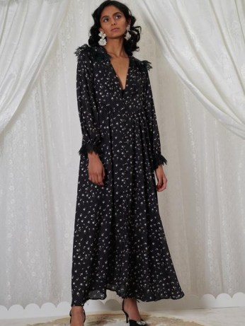 sister jane DREAM GRANDMA’S HOUSE Familiar Floral Maxi Dress Black / long floaty romantic lace trim dresses