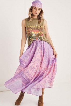 SPELL FARRAH HALF MOON SKIRT Lilac | floaty floral boho skirts | bohemian organic cotton fashion - flipped