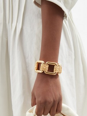 JIL SANDER Chain bracelet – luxe chunky gold tone bracelets – womens chic designer fashion jewelley