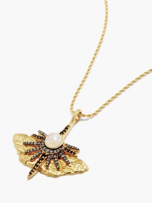 HARRIS REED X MISSOMA Pearl & 18kt gold-plated butterfly necklace – insect pendant necklaces – butterflies - flipped