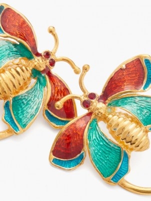 CHOPOVA LOWENA Crystal and enamel butterfly earrings – insect themed jewellery – butterflies - flipped