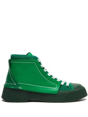 JW ANDERSON High-top green leather trainers - flipped