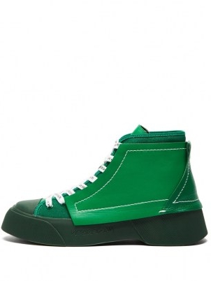 JW ANDERSON High-top green leather trainers