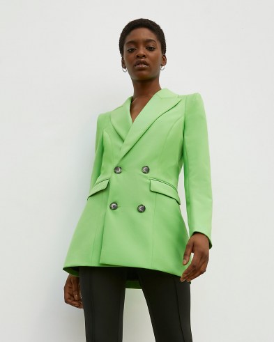 RIVER ISLAND Green RI Studio Double Breasted Blazer ~ womens fashionable blazers ~ women’s bright tailored jackets - flipped