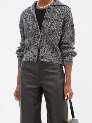 PROENZA SCHOULER WHITE LABEL Collared grey wool-blend cardigan | womens chic cardigans