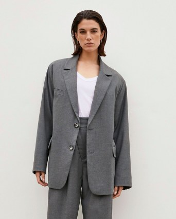 RIVER ISLAND Grey RI Studio Oversized Blazer ~ womens drop shoulder blazers ~ women’s fashionable jackets - flipped