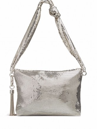 Jimmy Choo Callie metallic silver shoulder bag ~ glamorous bags ~ shiny handbags - flipped