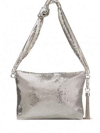 Jimmy Choo Callie metallic silver shoulder bag ~ glamorous bags ~ shiny handbags