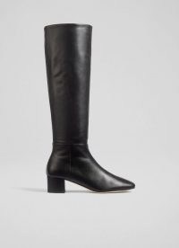 L.K. BENNETT KAREN BLACK LEATHER KNEE-HIGH BOOTS / womens classic winter footwear