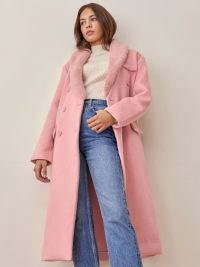 REFORMATION Lester Coat Pink / faux fur collar winter coats / luxe style outerwear