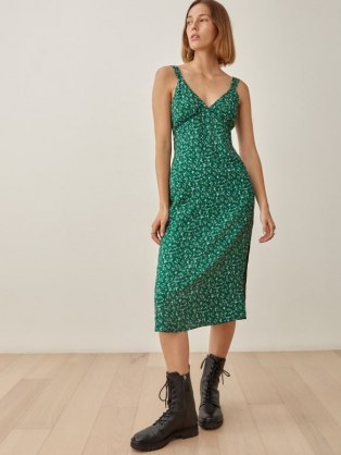 REFORMATION Lynda Dress in Rosemarie / green ditsy floral fashion / vintage style slip dresses