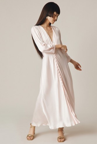 GHOST MADISON DRESS in Light Pink ~ feminine vintage style satin dresses - flipped