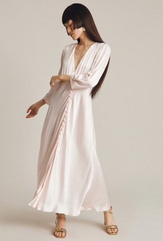 GHOST MADISON DRESS in Light Pink ~ feminine vintage style satin dresses